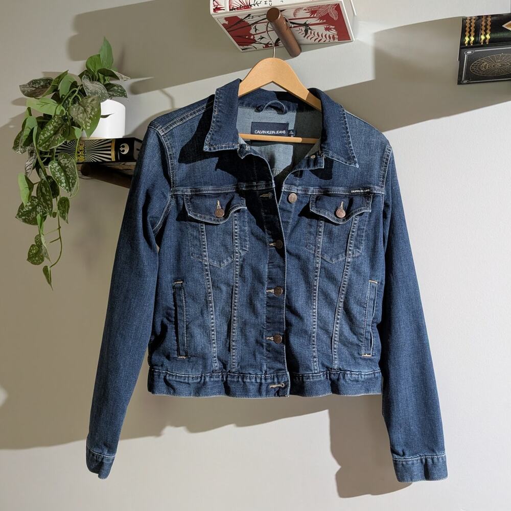Calvin Klein Jeans | Dark Wash Stretch Denim Jean Jacket | Size Large